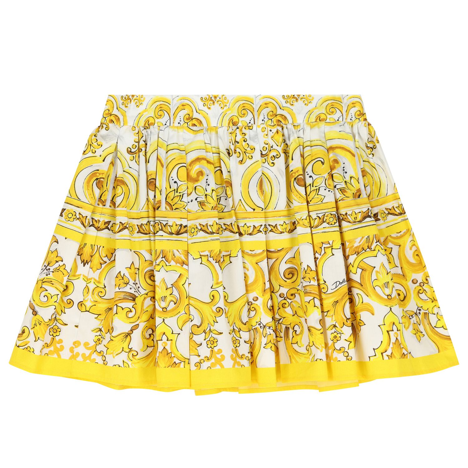 Girls White & Yellow Majolica Skirt, 1, hi-res