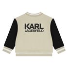 Younger Boys Beige & White Logo Tracksuit Set ( 3 Piece ), 1, hi-res