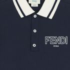 Boys Navy Blue Logo Polo Shirt, 1, hi-res