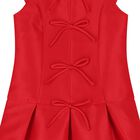 Girls Red Bow Pleated Dress, 1, hi-res