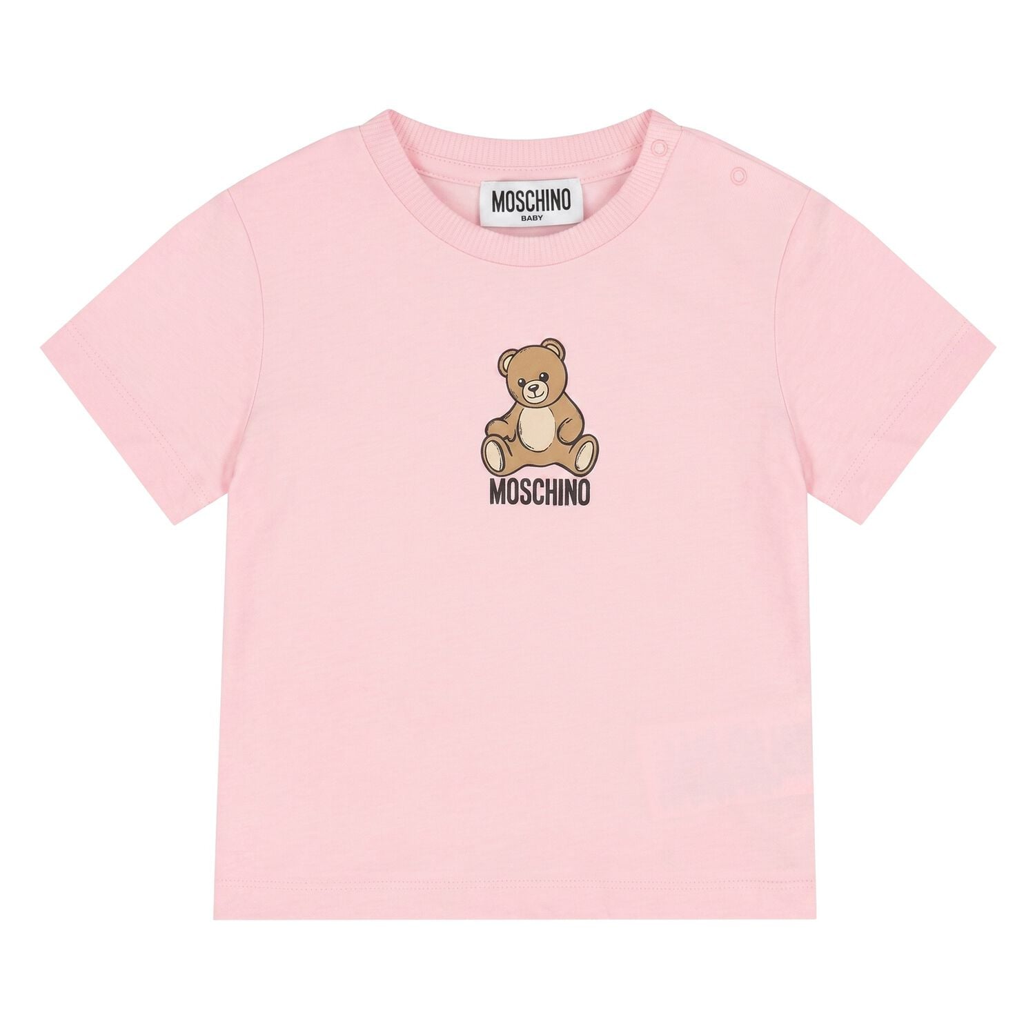 Younger Girls Pink Teddy Bear Logo T-Shirt, 4, hi-res