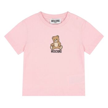 Younger Girls Pink Teddy Bear Logo T-Shirt