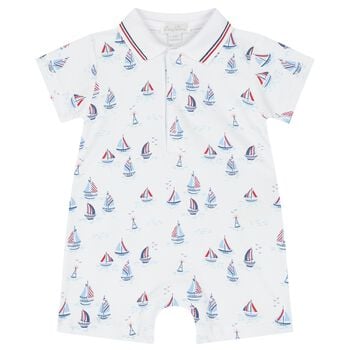 Baby Boys White Sailboat Romper