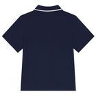 Boys Navy Blue Logo Polo Shirt, 4, hi-res