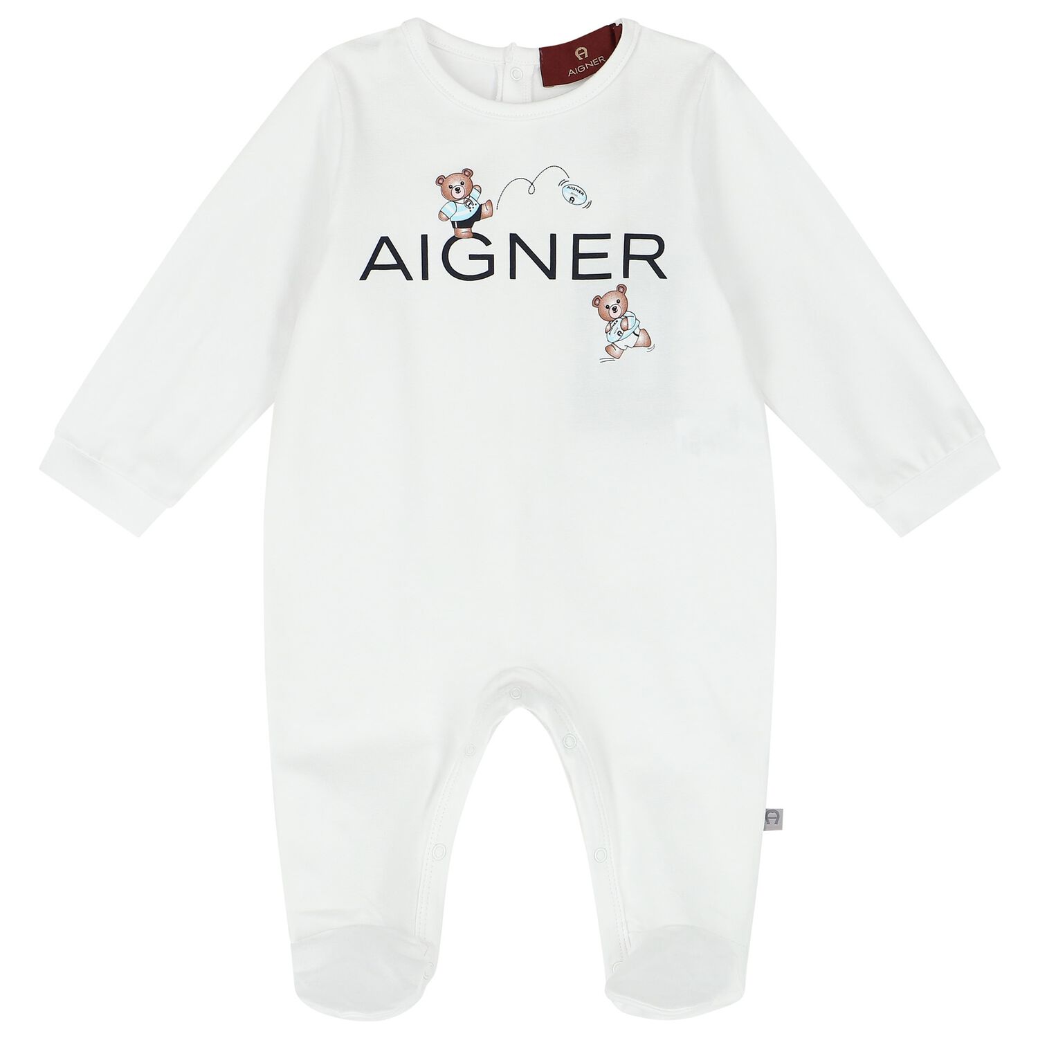 Baby Boys White Logo Babygrow, 1, hi-res