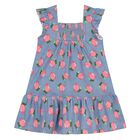 Younger Girls Purple Flower Print Dress, 1, hi-res