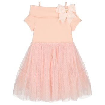 Girls Pink Bow Tulle Dress