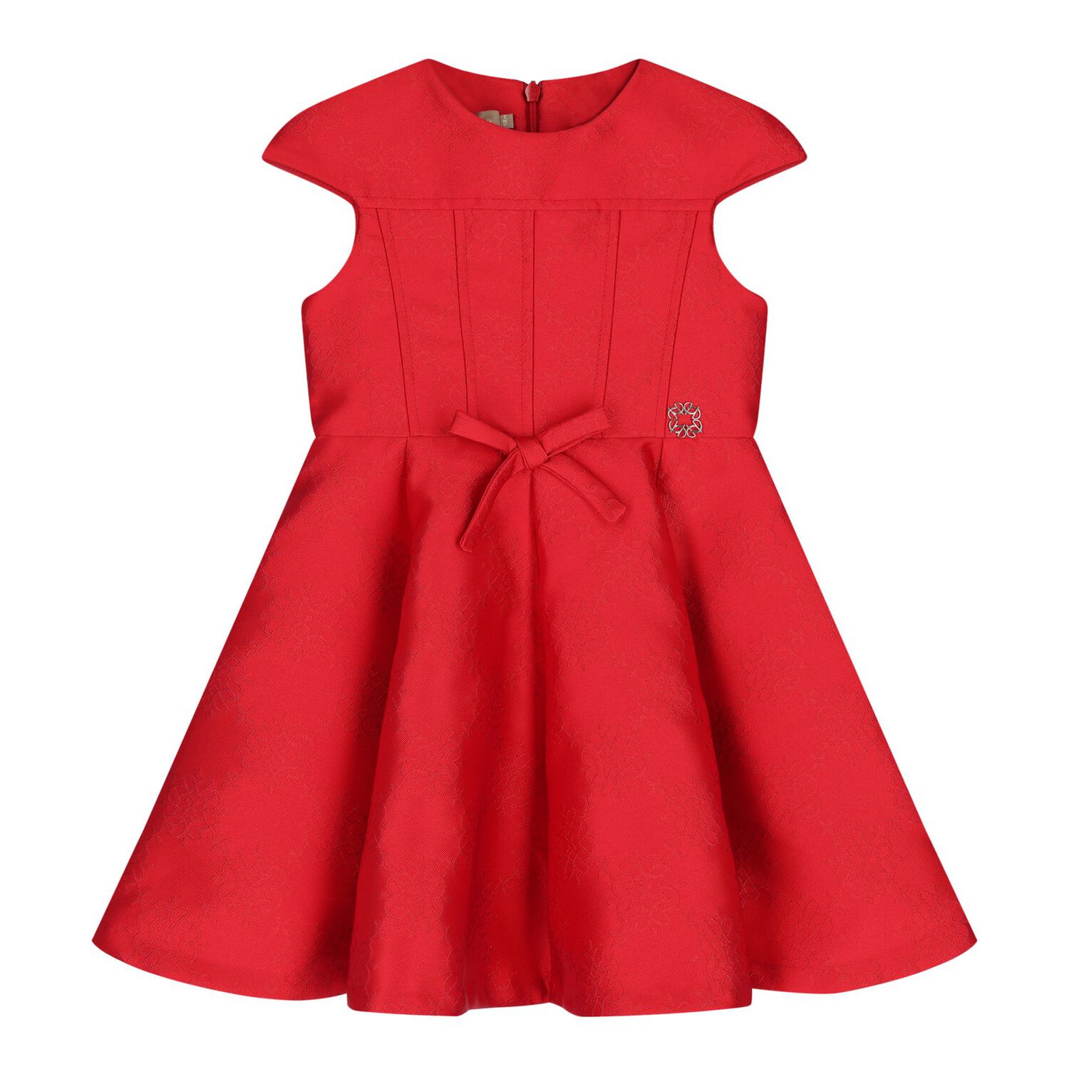 Baby Girls Red Satin Jacquard Logo Dress Set, 1, hi-res