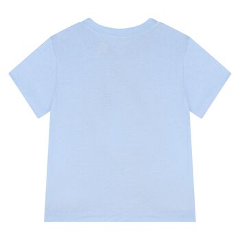 Baby Boys Blue Cotton Polo Bear T-Shirt