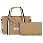 Beige Logo Baby Changing Bag, 1, hi-res