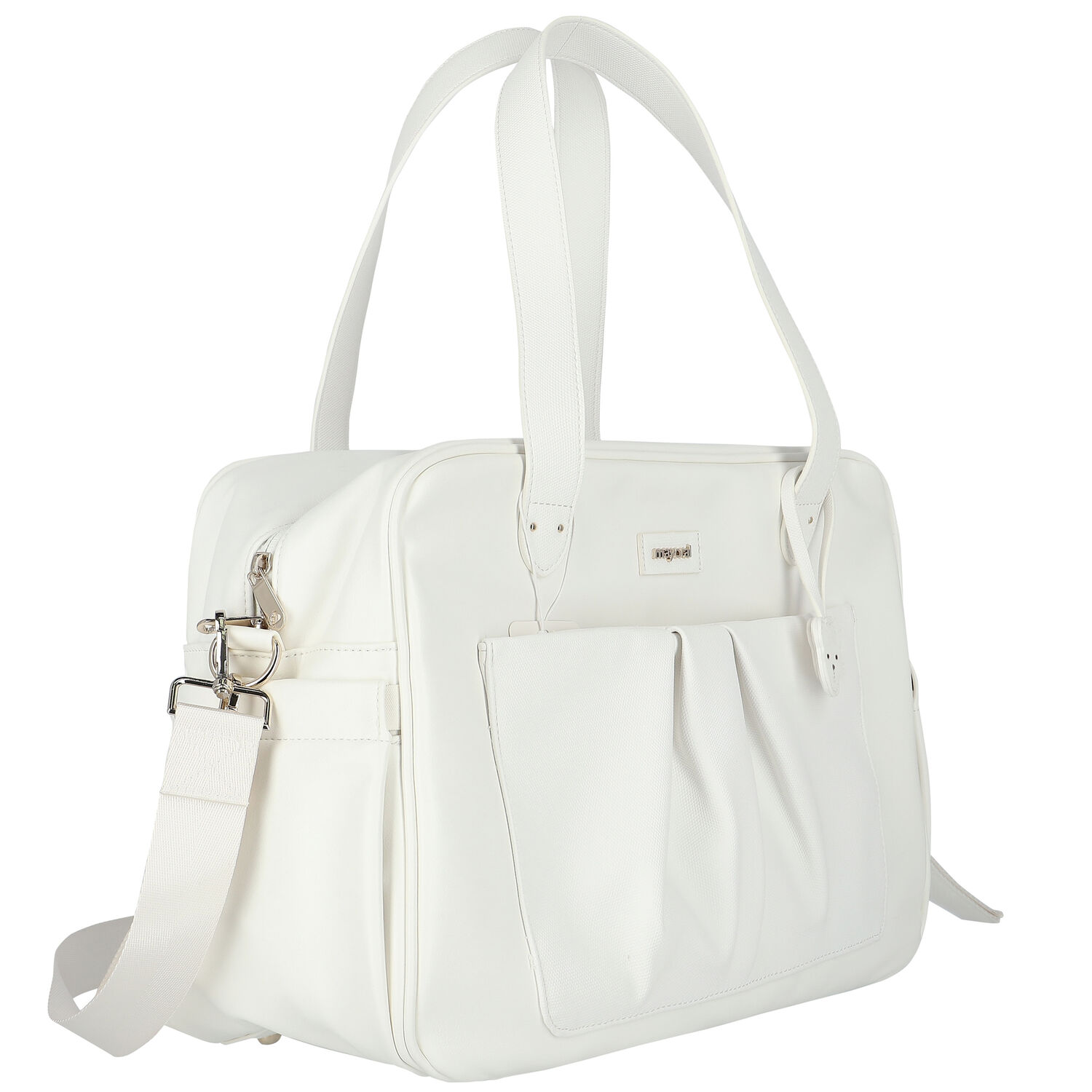 Cream Faux Leather Baby Changing Bag, 4, hi-res