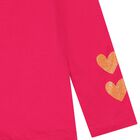 Girls Pink Glittery Hearts Long Sleeve Top, 1, hi-res