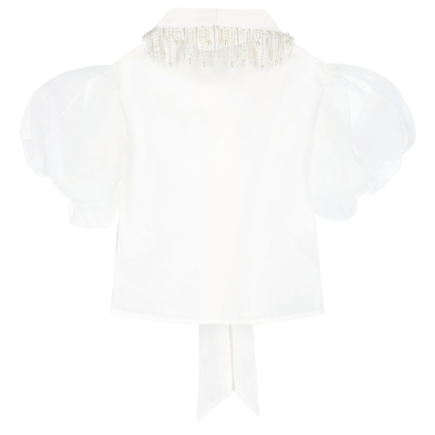 Girls White Pearls Tulle Skirt Set, 1, hi-res image number null