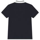 Boys Navy Blue Teddy Bear Logo Polo Shirt, 2, hi-res