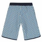Boys White & Blue Logo Shorts, 1, hi-res