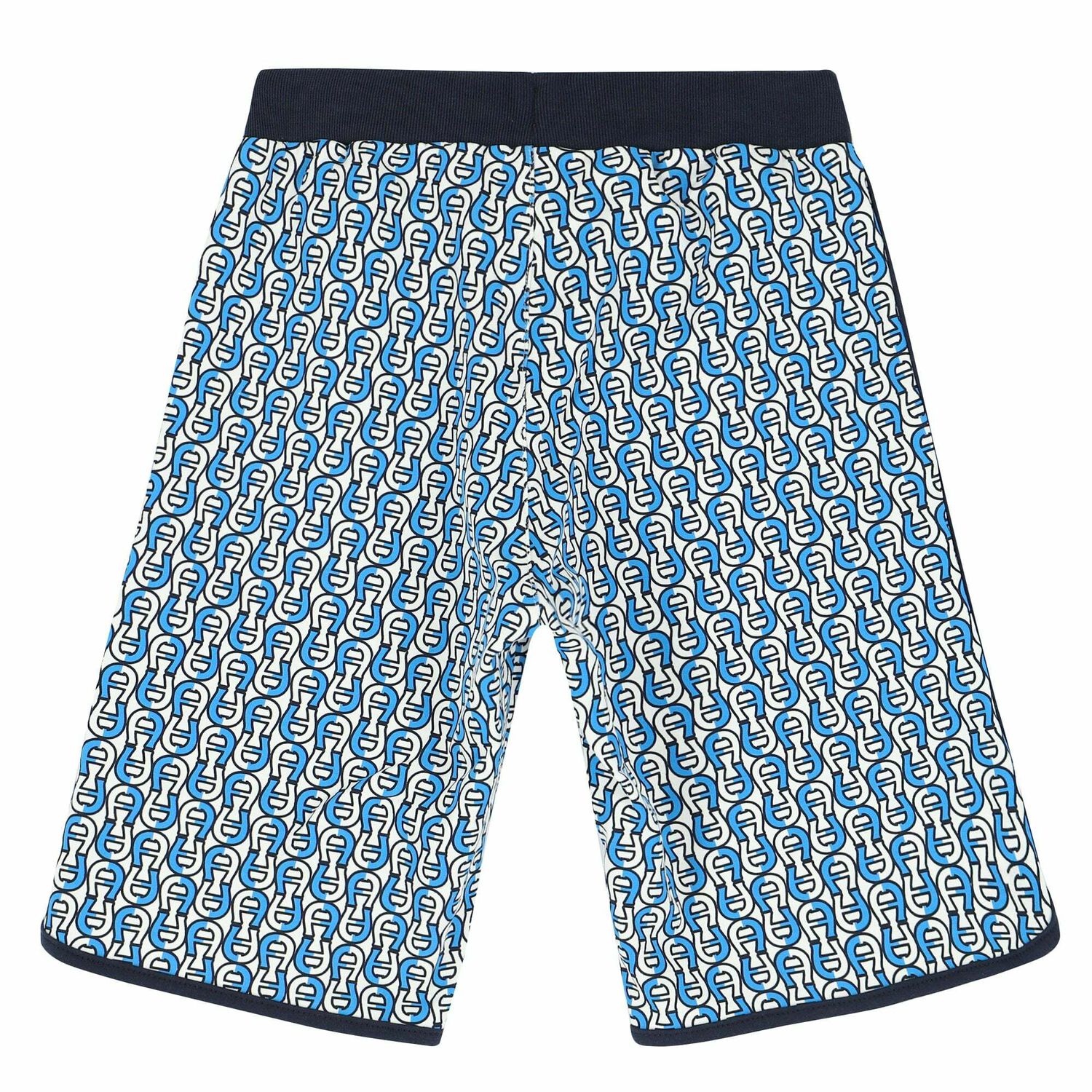 Boys White & Blue Logo Shorts, 1, hi-res