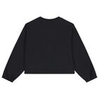 Girls Black Teddy Bear Logo Sweatshirt, 2, hi-res