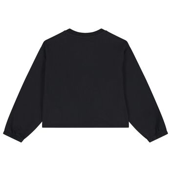 Girls Black Teddy Bear Logo Sweatshirt