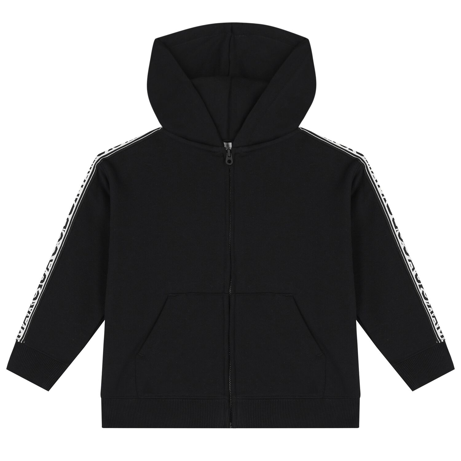 Black Logo Hooded Zip Up Top, 1, hi-res image number null