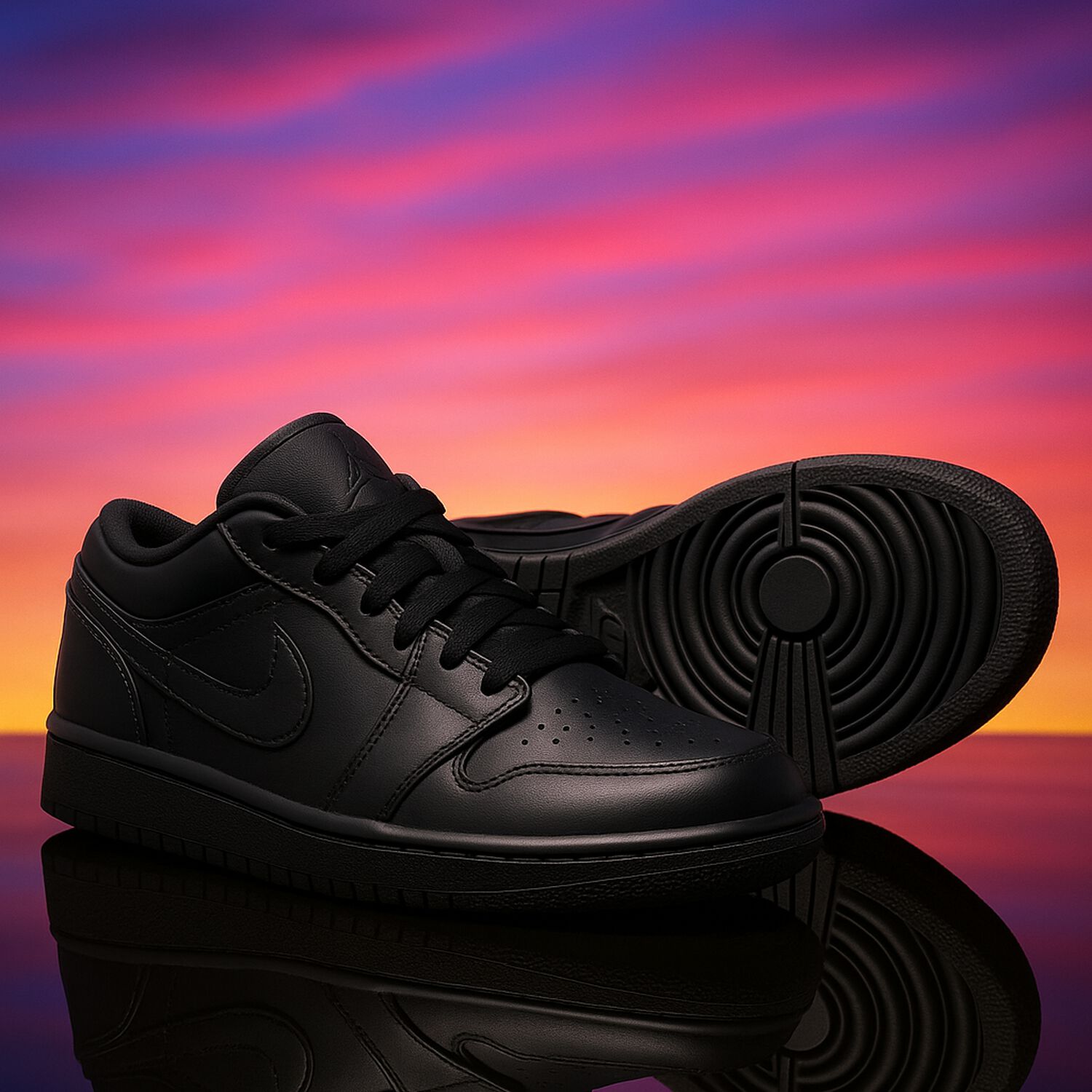 Black Air Jordan 1 Low Trainers, 1, hi-res image number null