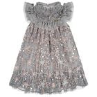 Girls Grey Flower Sequin Tulle Dominique Dress, 1, hi-res