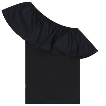 Girls Black One Shoulder Top