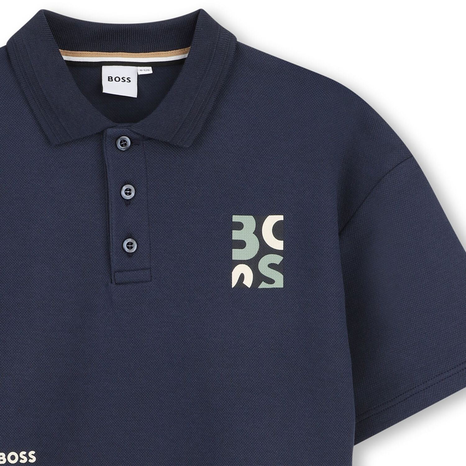 Boys Navy Blue Logo Polo Shirt, 1, hi-res