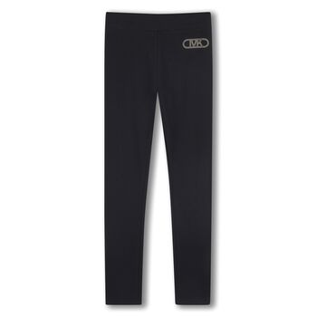 Girls Black Logo Leggings