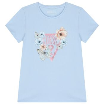 Girls Blue Logo Floral T-Shirt