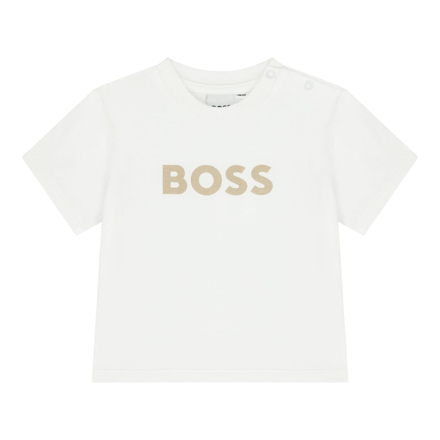 Baby Boys White & Beige Logo Shorts Set, 1, hi-res