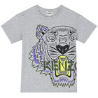 Boys Grey Tiger Logo T-Shirt, 1, hi-res