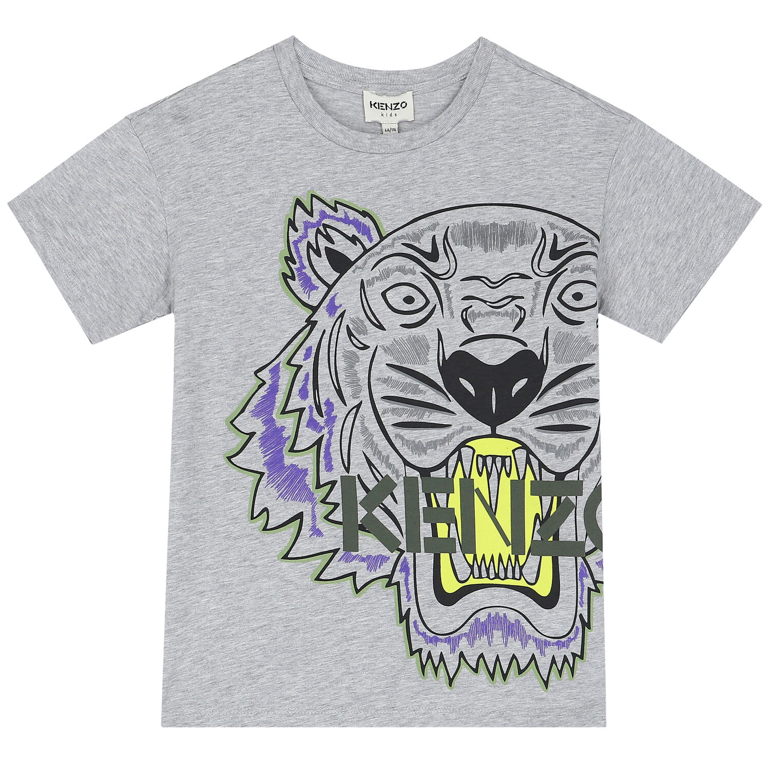 Boys Grey Tiger Logo T-Shirt, 1, hi-res