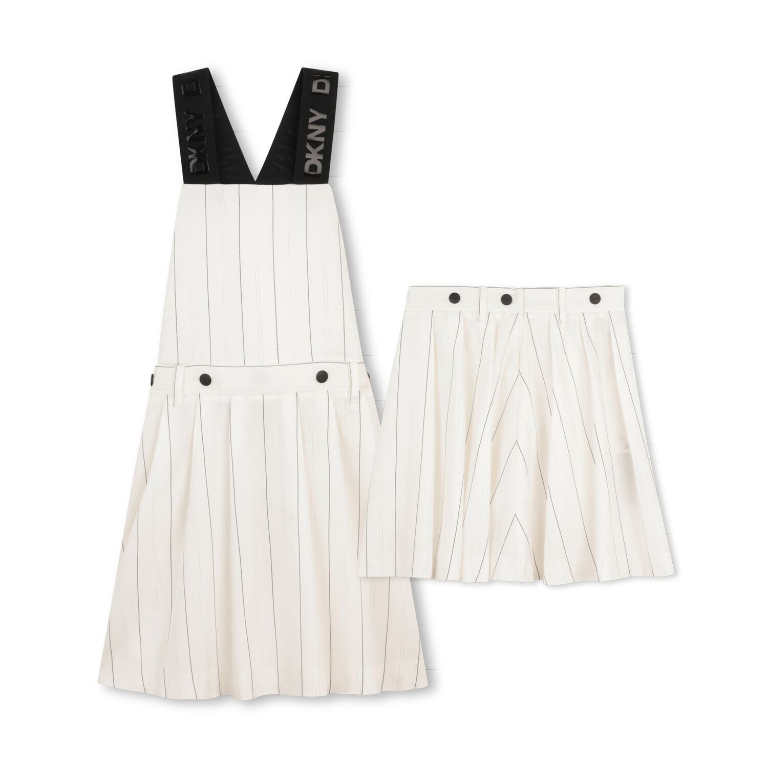 Girls Ivory Pinstripe 2 in 1 Pinafore Dress, 1, hi-res