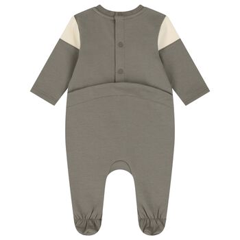 Baby Boys Grey Logo Babygrow