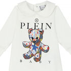 Baby Boys White Logo Babygrow, 1, hi-res