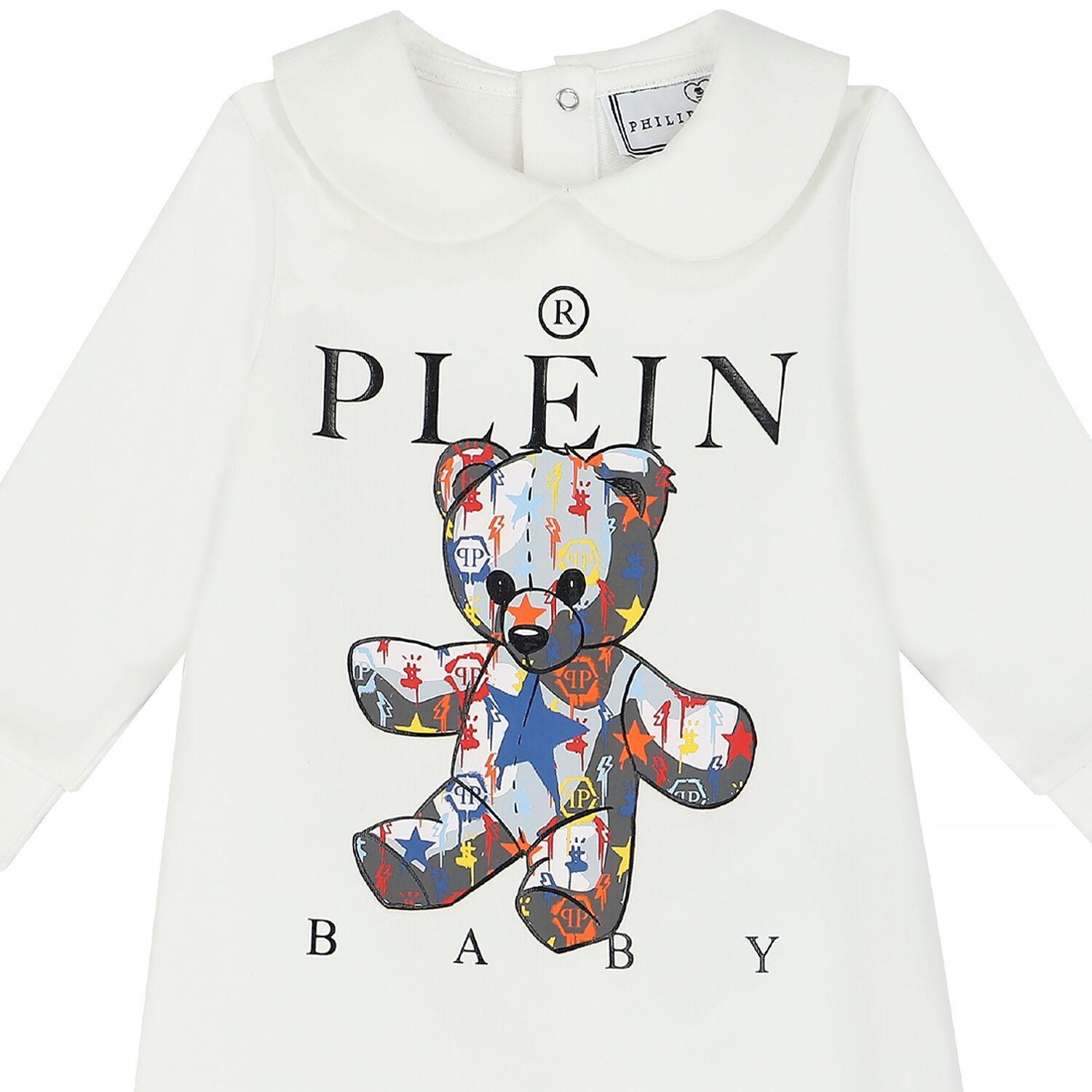 Baby Boys White Logo Babygrow, 1, hi-res