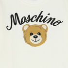 Girls Ivory Teddy Bear Logo Dress, 2, hi-res