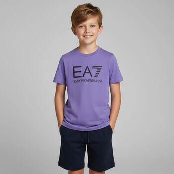 Boys Violet & Black Logo Shorts Set