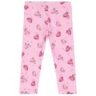 Younger Girls Pink Floral Leggings, 1, hi-res