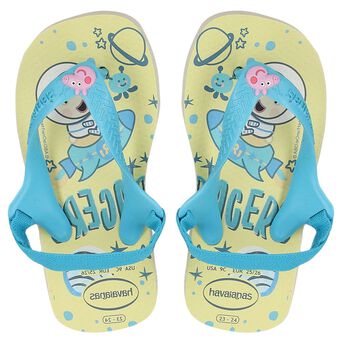 Girls Beige Logo Flip Flops