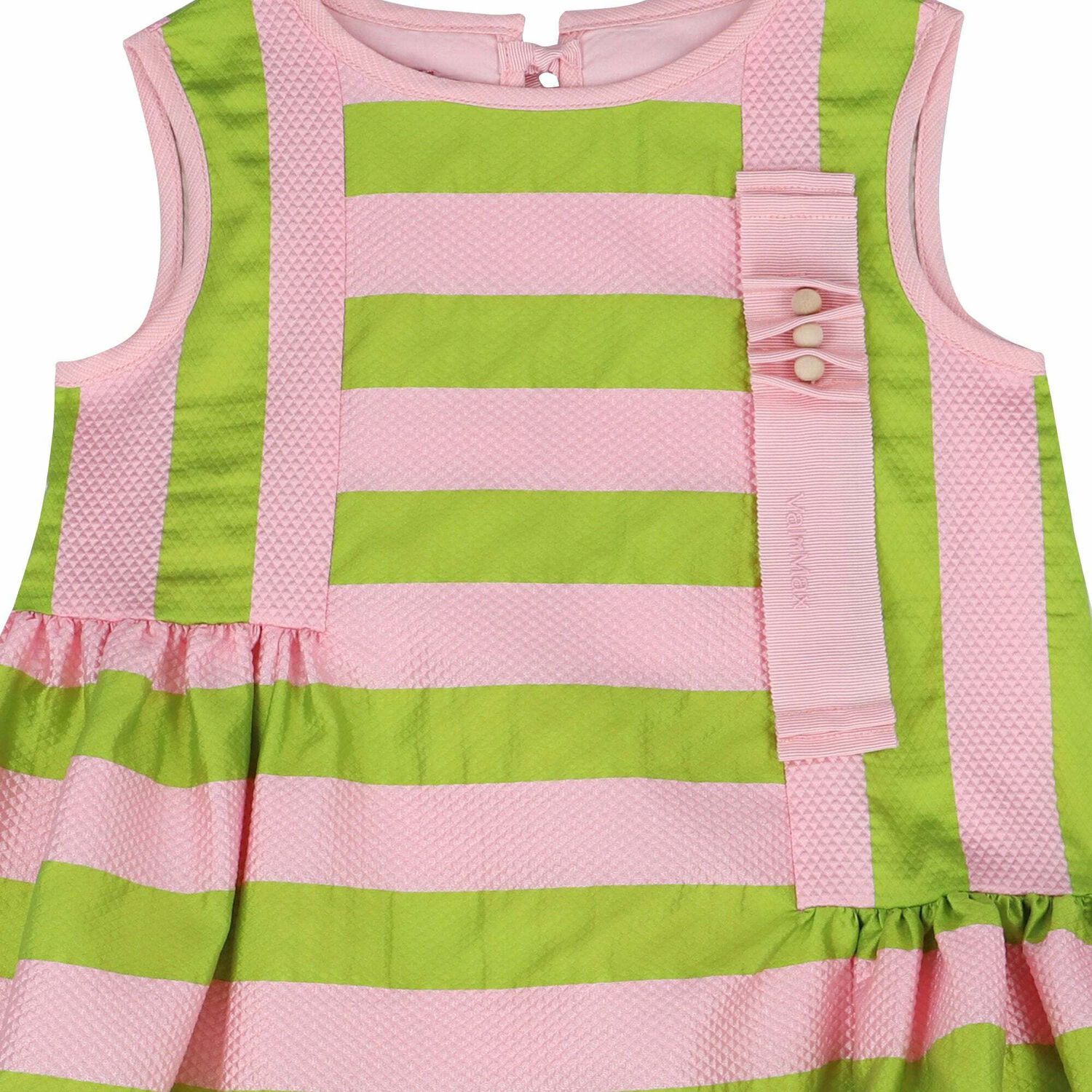 Girls Pink & Green Stripe Dress, 1, hi-res