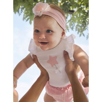 Baby Girls White & Pink Shorts Set