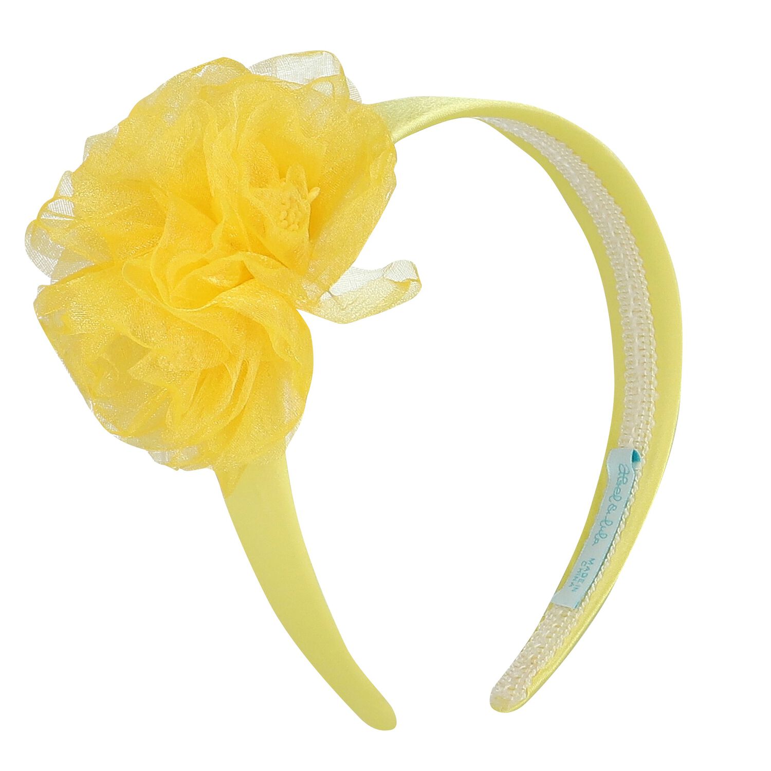 Girls Yellow Organza Flower Headband, 1, hi-res