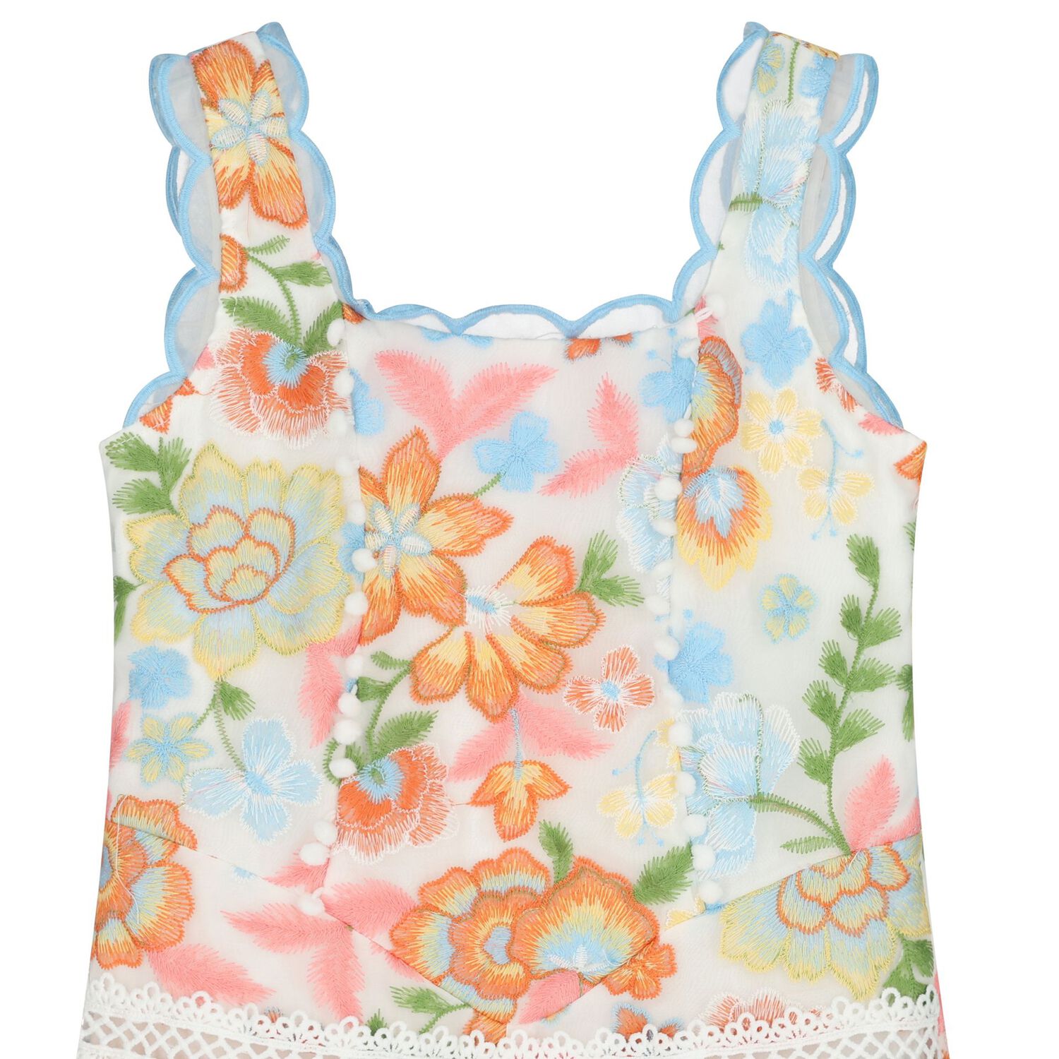 Girls Multi-Coloured Embroidered Dress, 1, hi-res