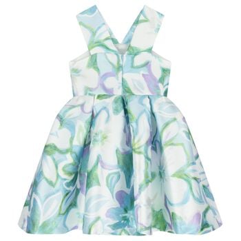 Girls White 3D Flower Dress
