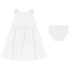 Younger Girls White Satin Dress Set, 1, hi-res