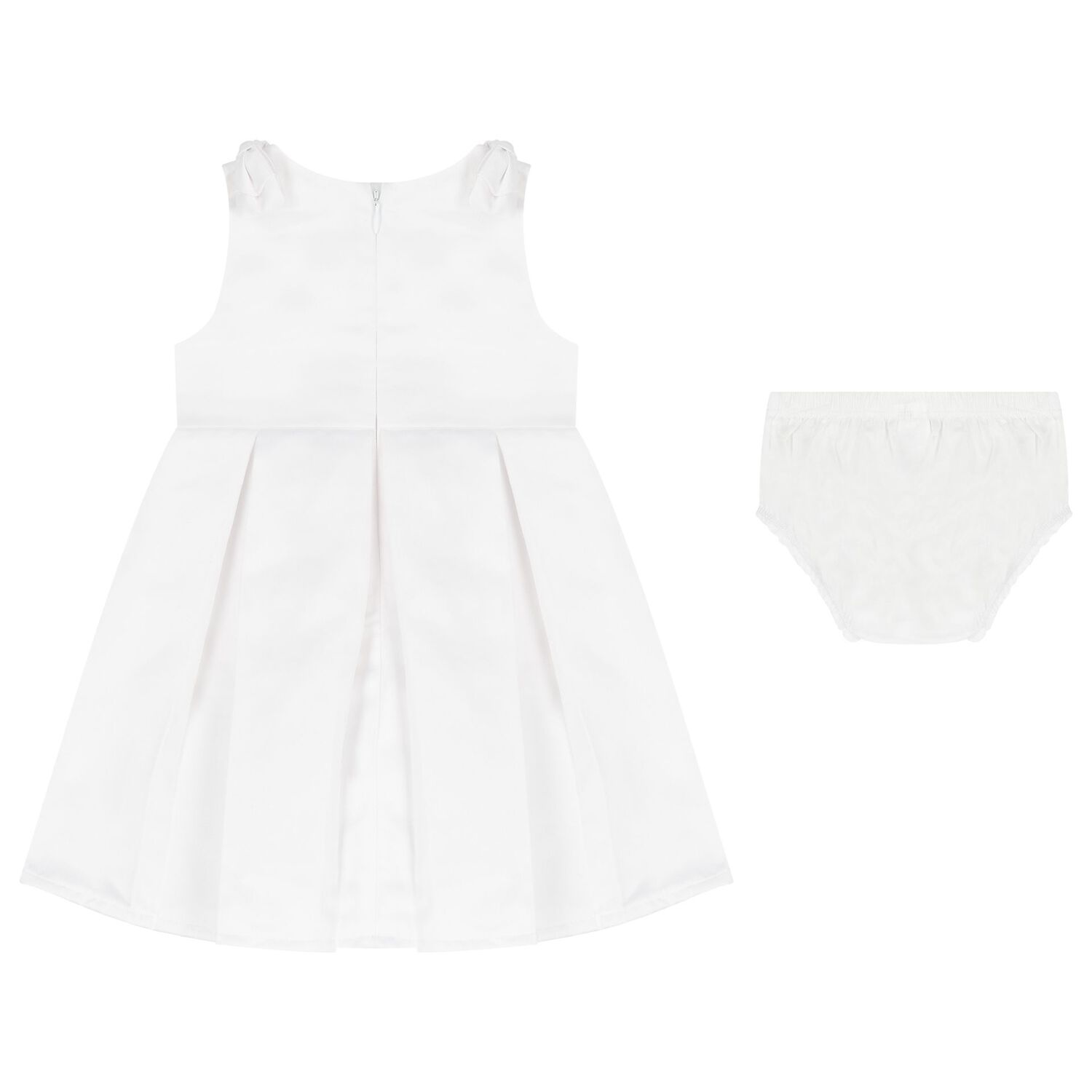 Younger Girls White Satin Dress Set, 1, hi-res image number null