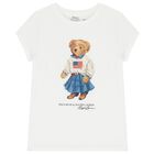 Girls White Polo Bear T-Shirt, 1, hi-res
