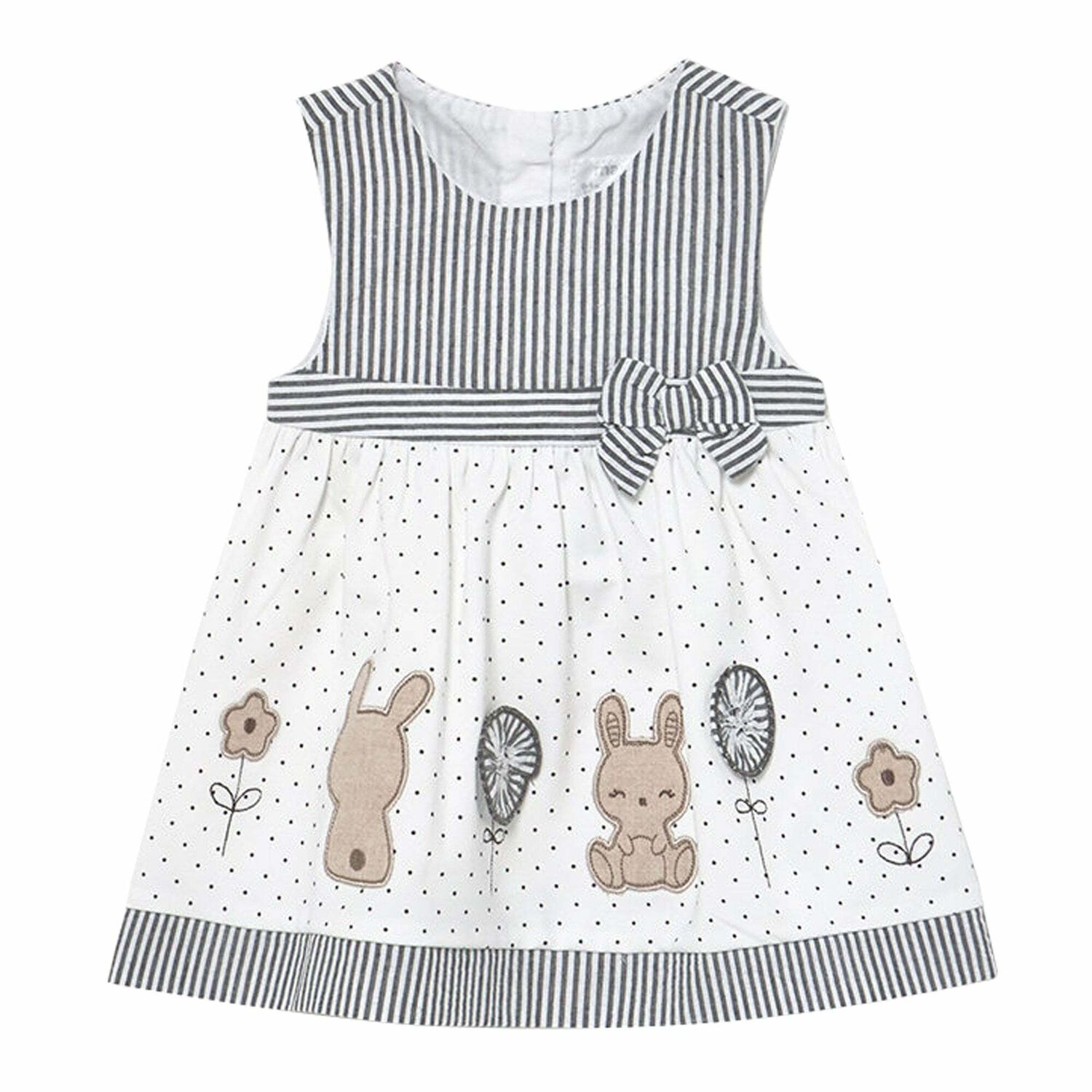Baby Girls White & Black Dress, 1, hi-res