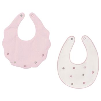 Baby Girls Ivory & Pink Bibs ( 2-Pack ) 